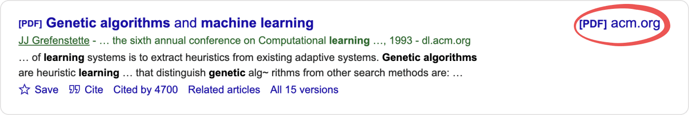 Google Scholar quick link to PDF